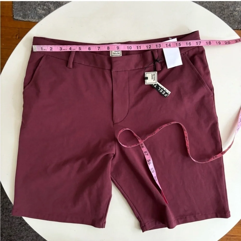 Swet Tailor Men’s 9” Everyday Chino Short Oxblood Red Size 34 New